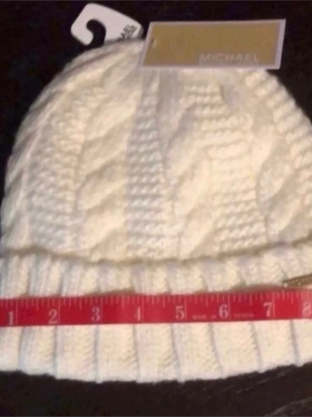 New Michael Kors Hat Women’s Ivory Winter Lined Cable Knit Cuffed Beanie Hat